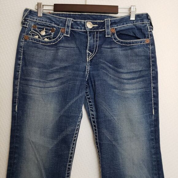 USA True Religion Womens Rainbow Becky Flare Low Rise Flap Pocket Jean Sz 32 - Picture 4 of 12